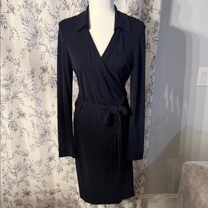 NWT Diane Von Furstenberg Wrap Dress 14 Navy